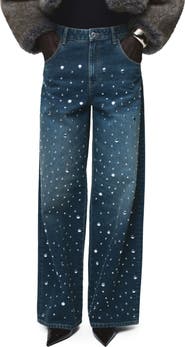 MANGO Stud Accent Straight Leg Jeans