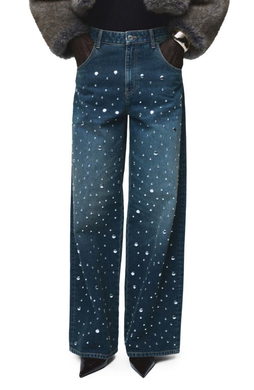 Mango Stud Accent Straight Leg Jeans In Blue