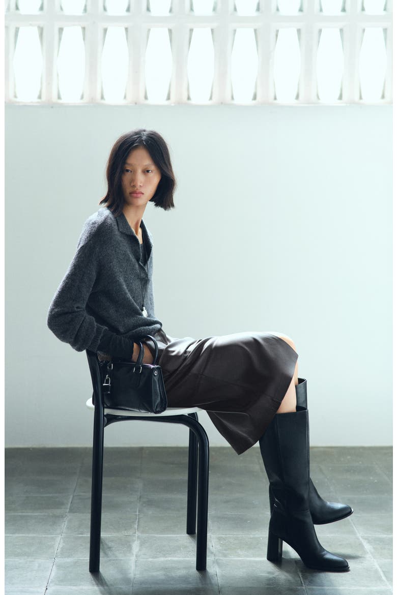 Faux Leather Pencil Skirt, Alternate, color, CHOCOLATE