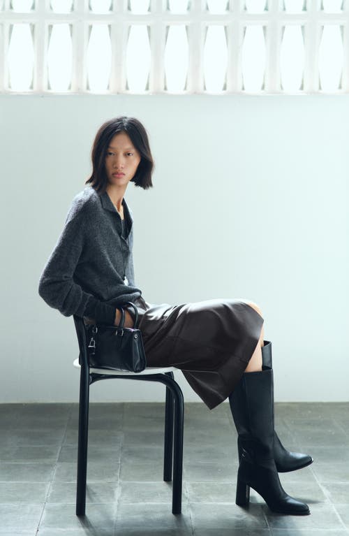 Mango Faux Leather Pencil Skirt In Brown