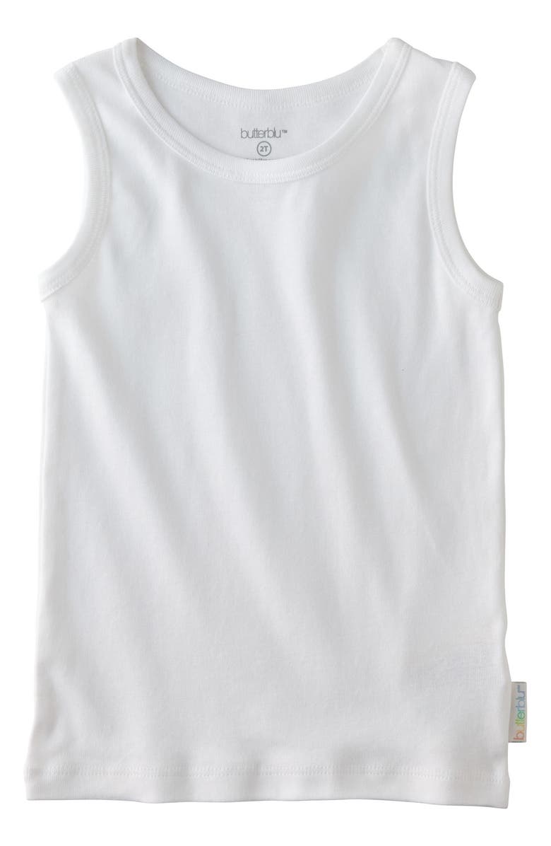 BUTTERBLU Kids' Malone Organic Cotton Assorted 5-Pack Muscle Tanks, Alternate, color, White