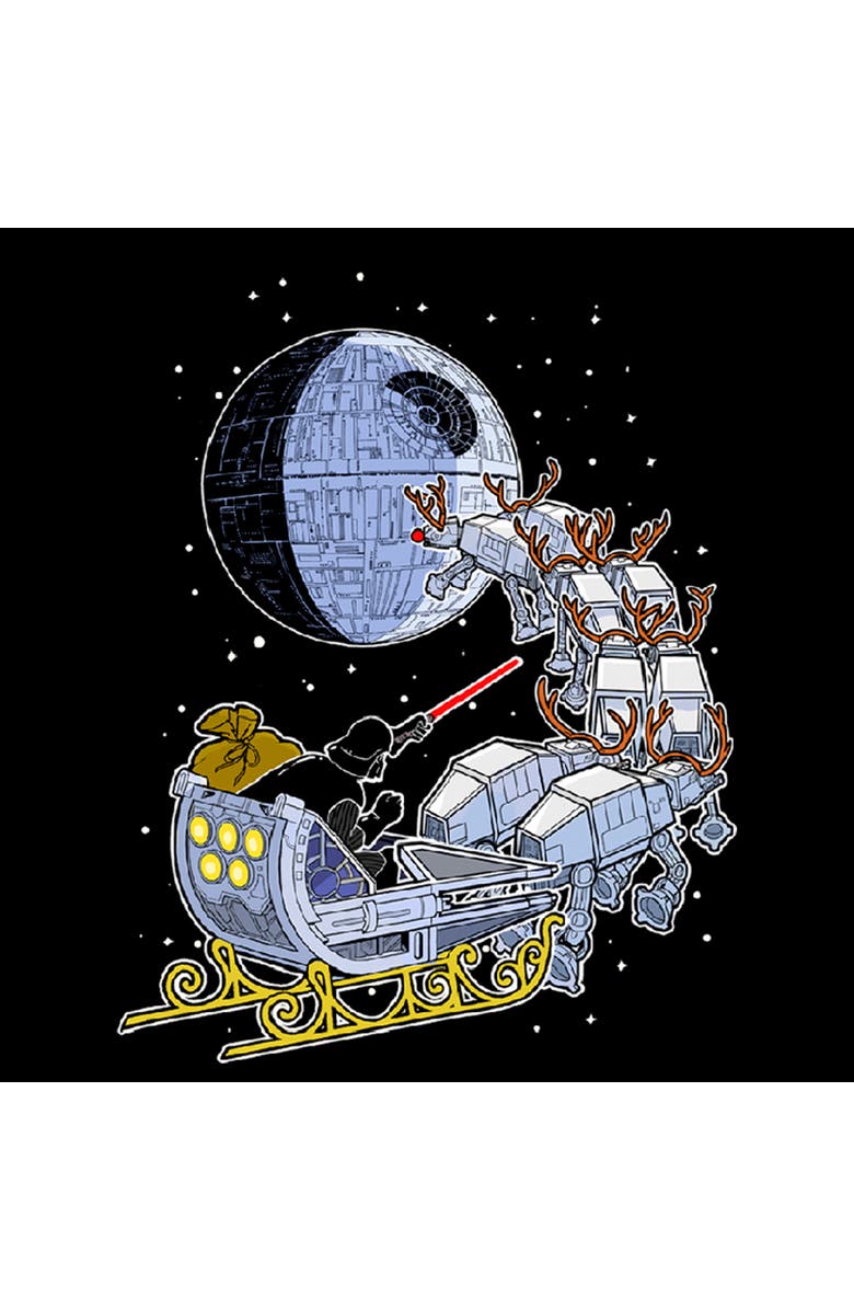 Star Wars Men's Star Wars Christmas Darth Vader Santa's Sleigh  Graphic T-Shirt, Alternate, color, Black