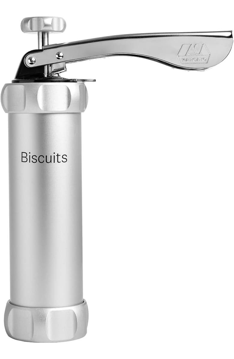 Marcato Atlas Biscuit Maker Press, Includes 20 Cookie Disc Shapes, Silver, Main, color, Silver