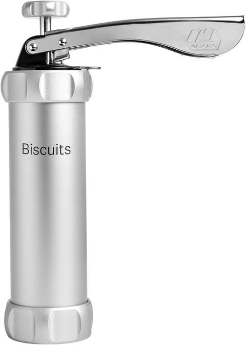 Atlas Biscuit Maker Press, Includes 20 Cookie Disc Shapes, Silver