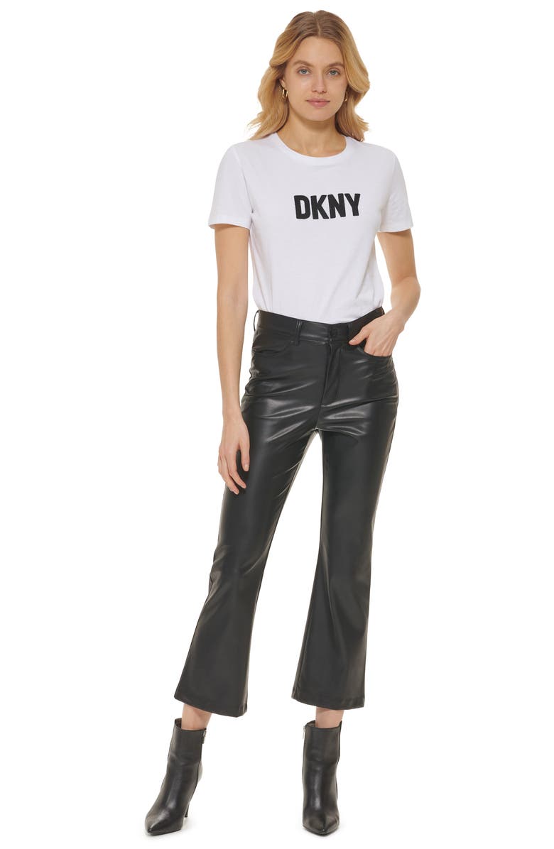 DKNY Kick Flare Faux Leather Pants, Alternate, color, 