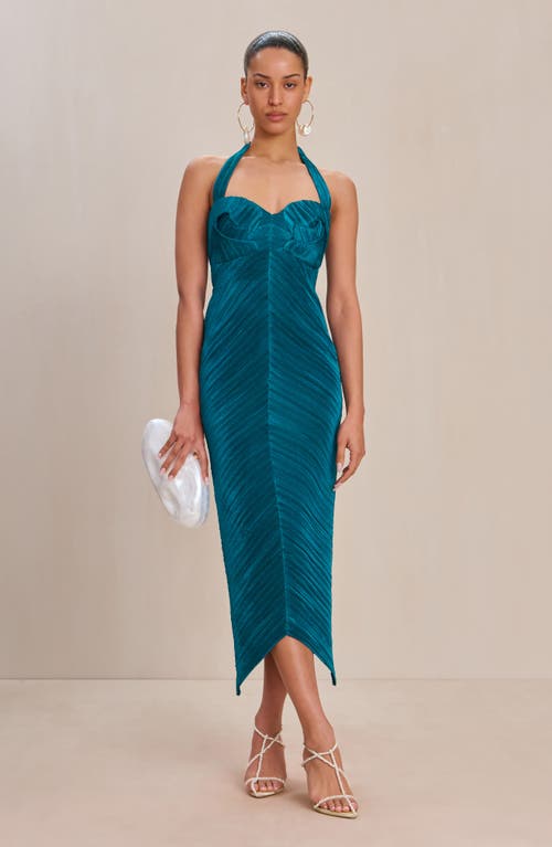 Cult Gaia Milo Plissé Halter Midi Dress In Sea Moss