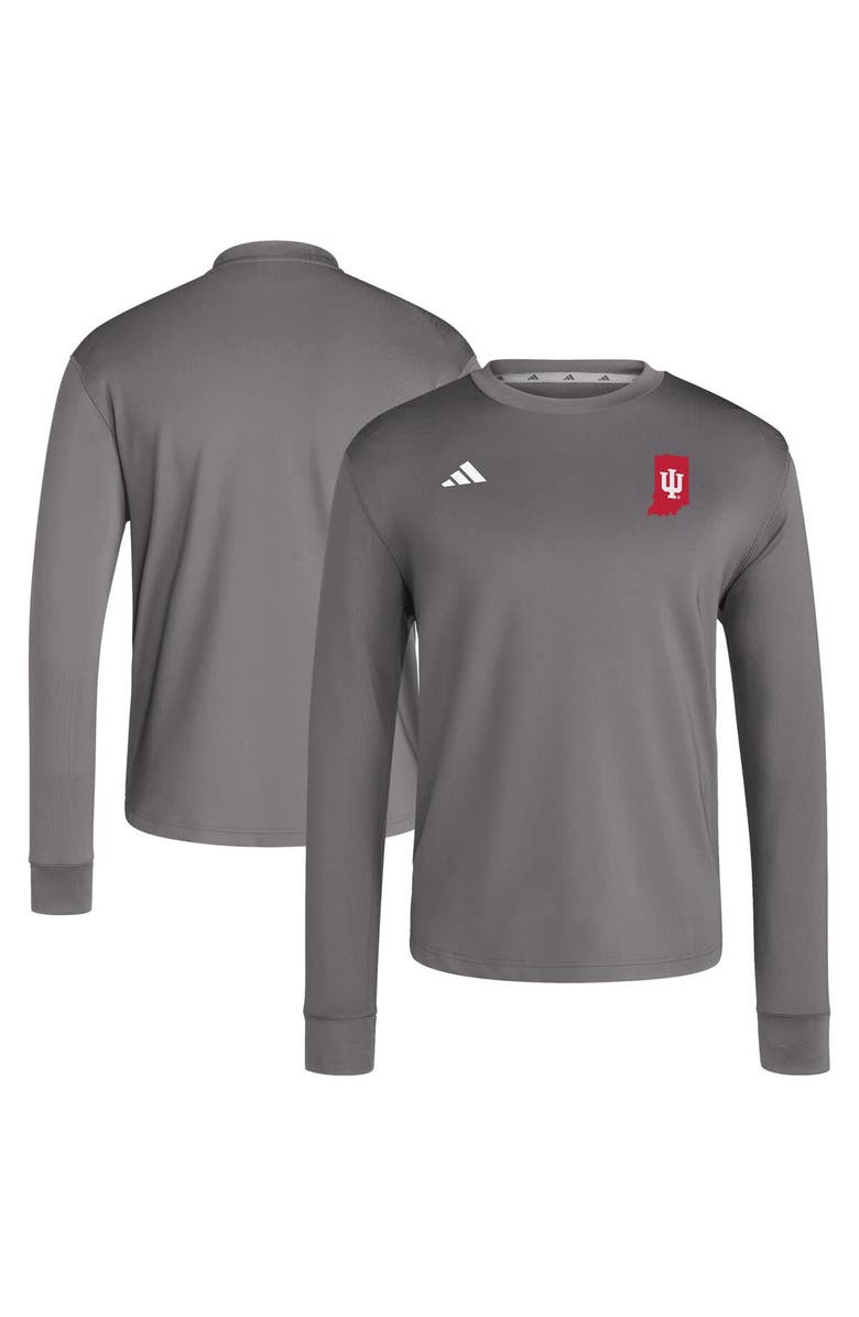 adidas Men's adidas  Gray Indiana Hoosiers Dugout Pullover Sweatshirt, Main, color, 