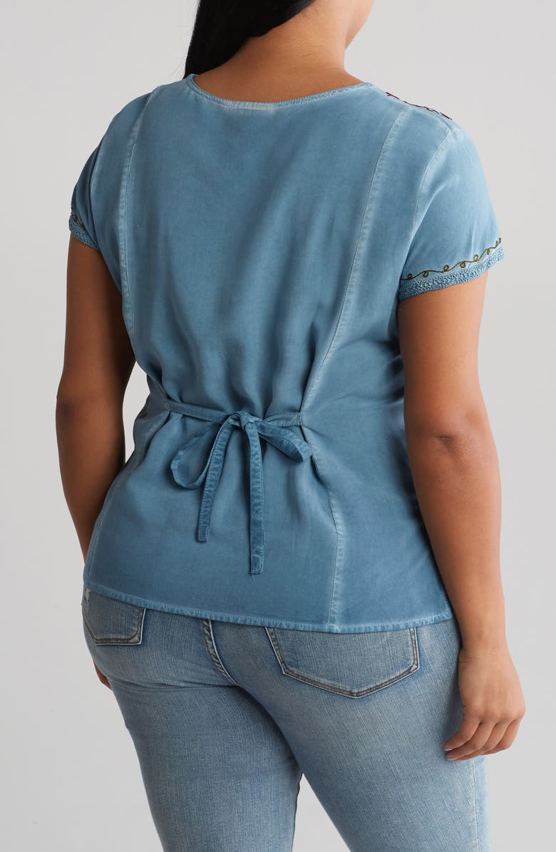 Forgotten Grace Mineral Wash Embroidered Top, Alternate, color, Denim