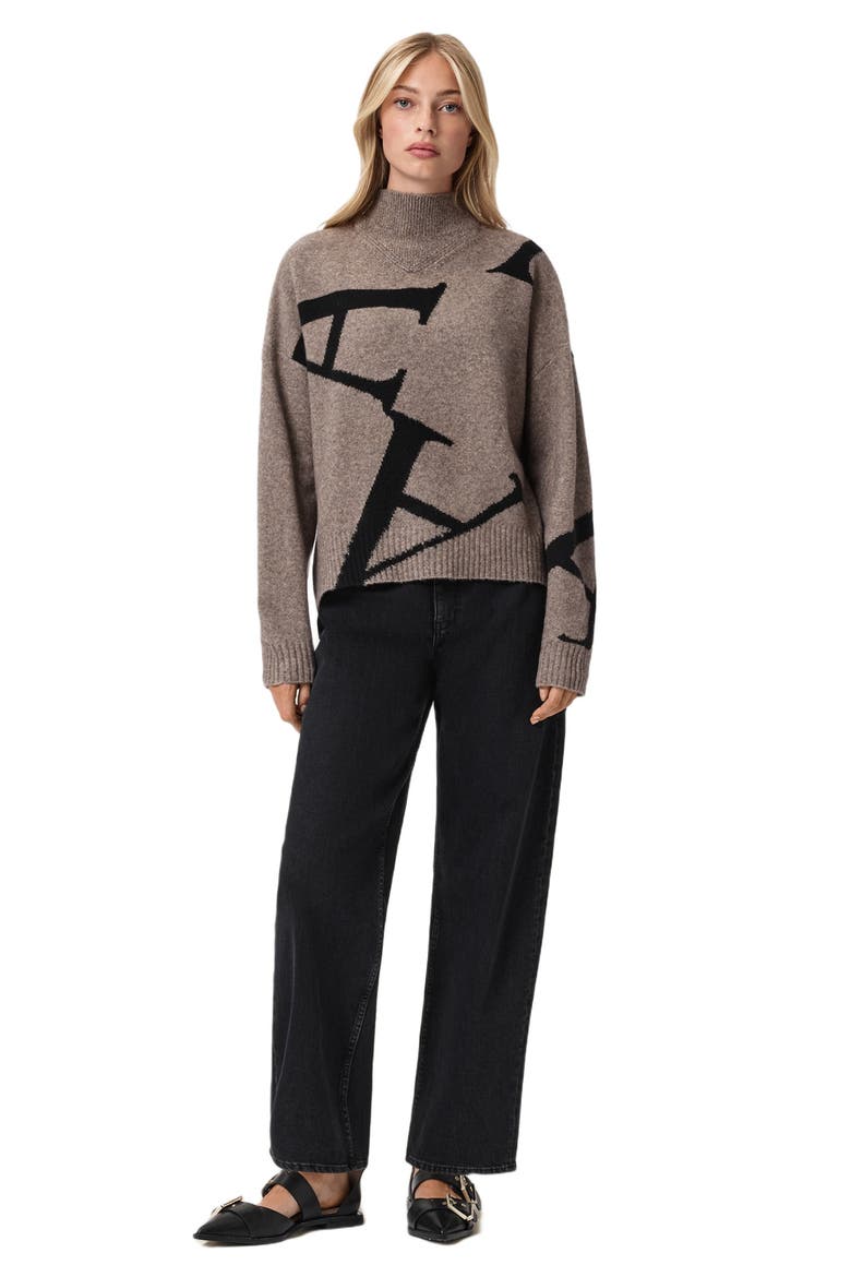 A Star Turtleneck Sweater, Alternate, color, DOE BROWN/ BLACK