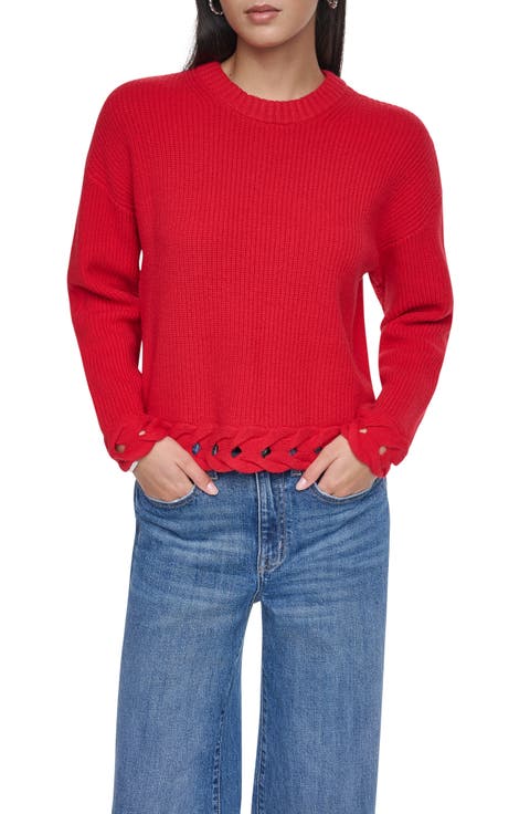Cable Hem Crewneck Sweater