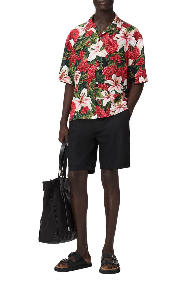 Hokkaido Floral Camp Shirt, Alternate, color, RED