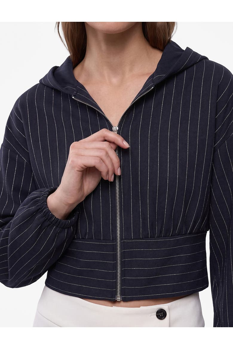 Long Sleeve Hooded Pinstripe Jacket, Alternate, color, NAVY STRIPE