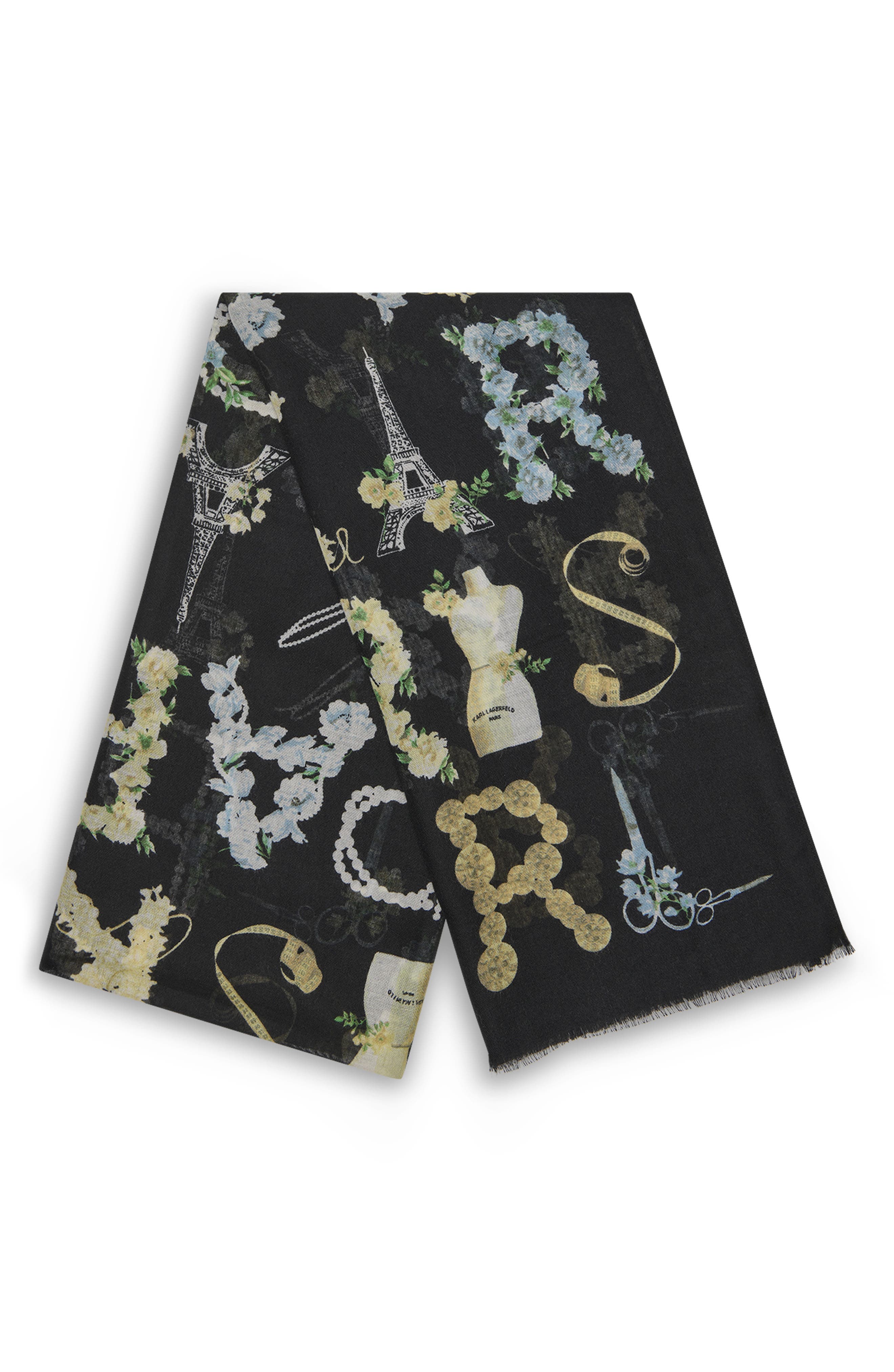 KARL LAGERFELD PARIS Reversible Mannequin Logo Oversize Scarf (Women ...