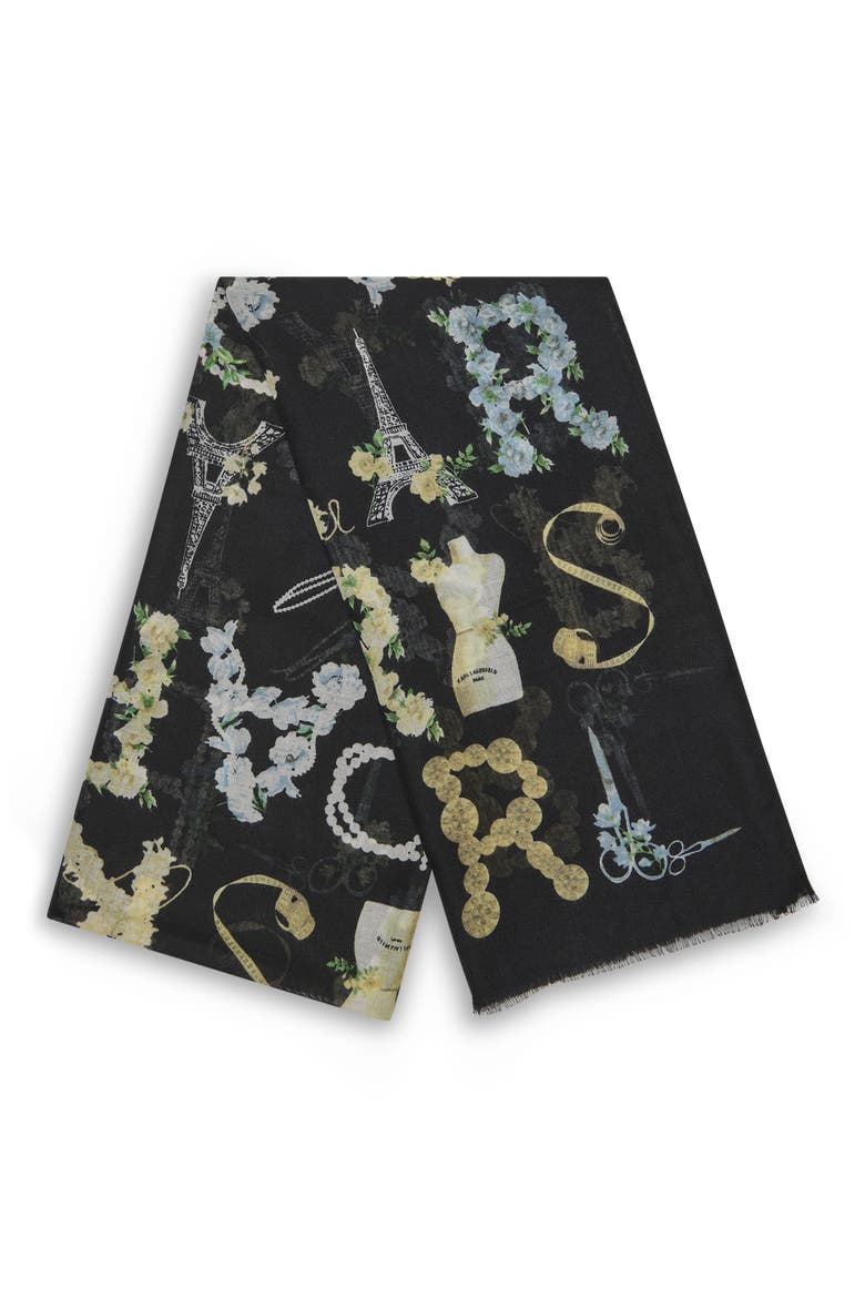 Reversible Mannequin Logo Oversize Scarf, Alternate, color, BLACK