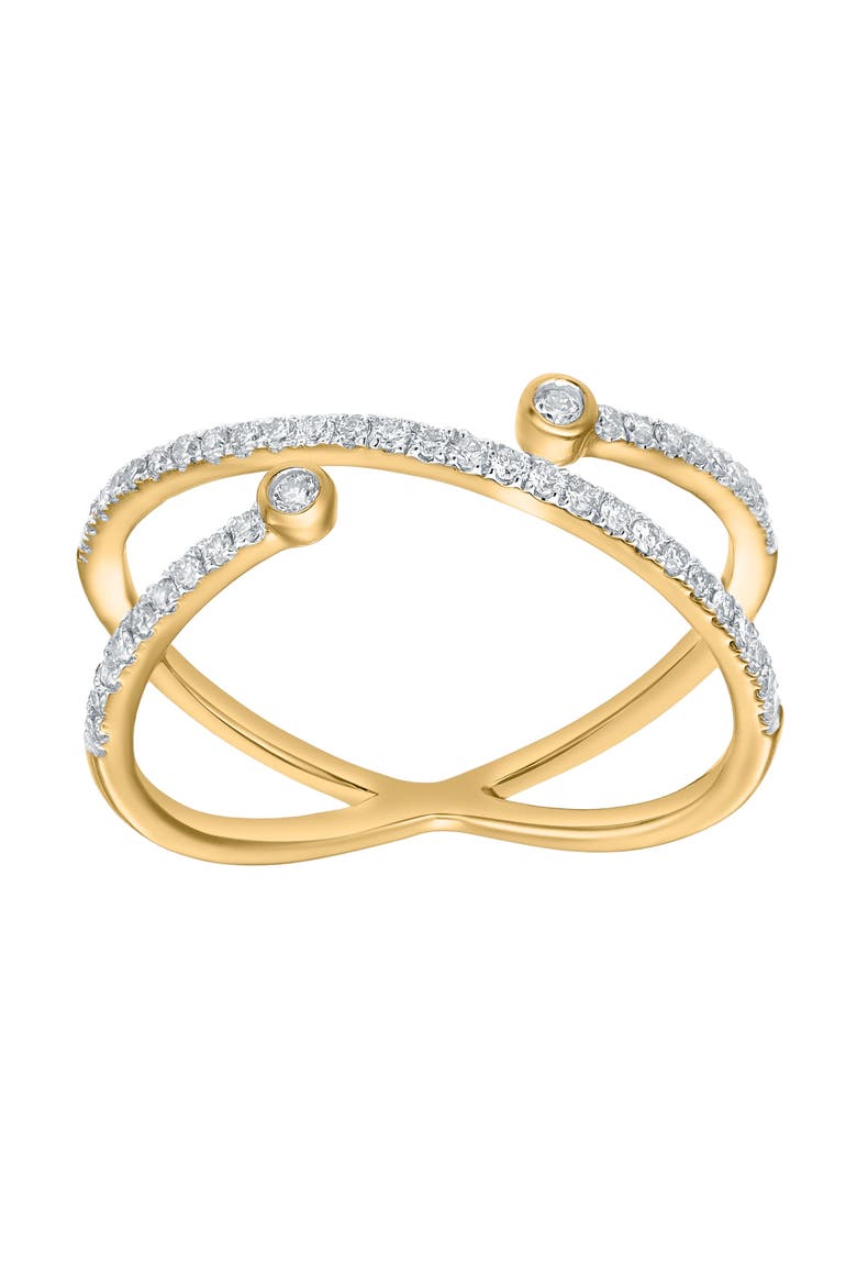 Infinara 0.25 Cts Natural Diamond Crossover 14K Gold Ring, Main, color, 14K Yellow Gold