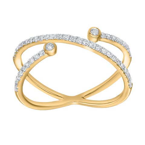 Infinara 0.25 Cts Natural Diamond Crossover 14K Gold Ring