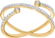 LuvMyJewelry Infinara 0.25 Cts Natural Diamond Crossover 14K Gold Ring
