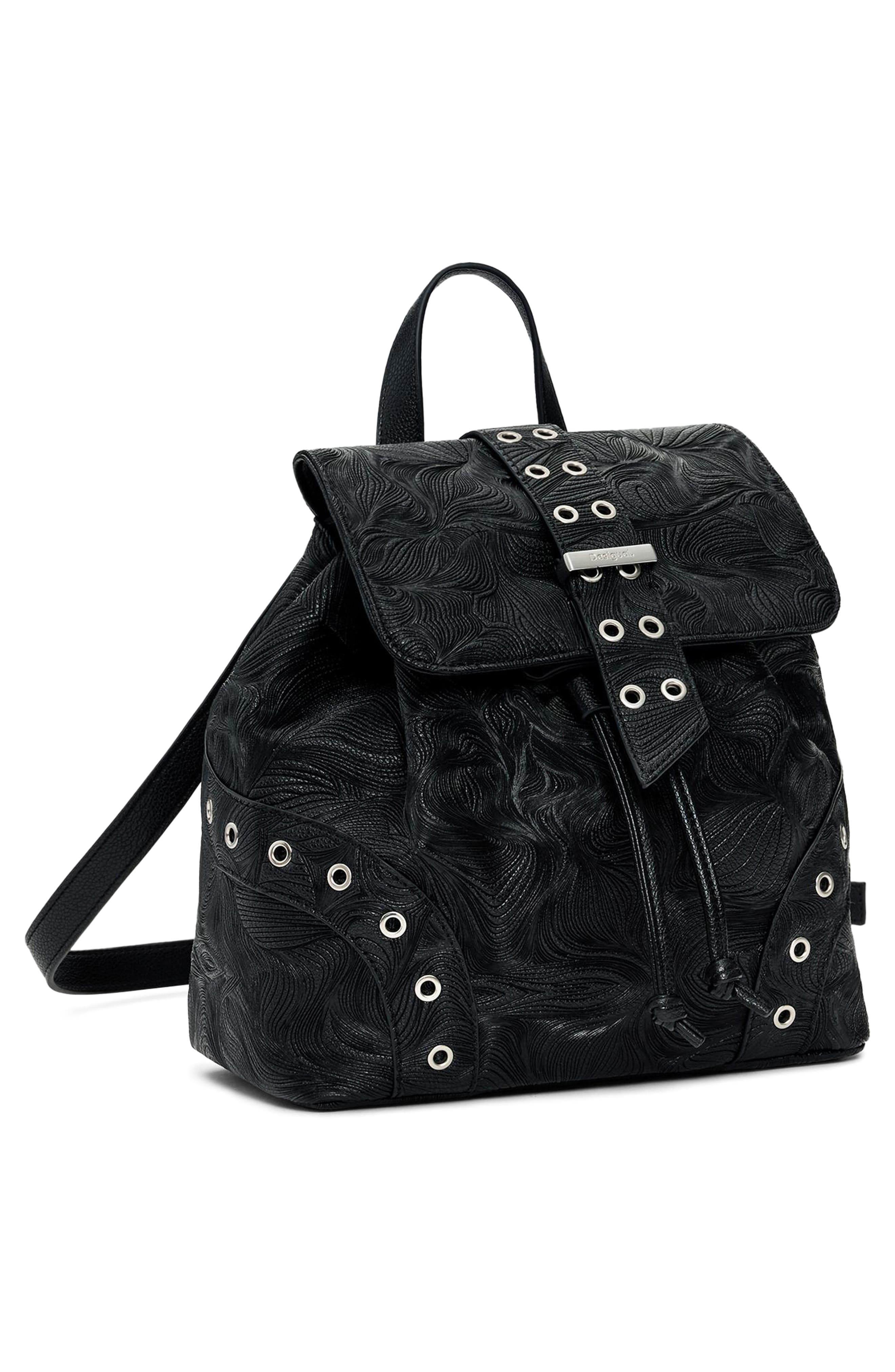 Desigual Mini Faux Leather Backpack, Alternate, color, Black