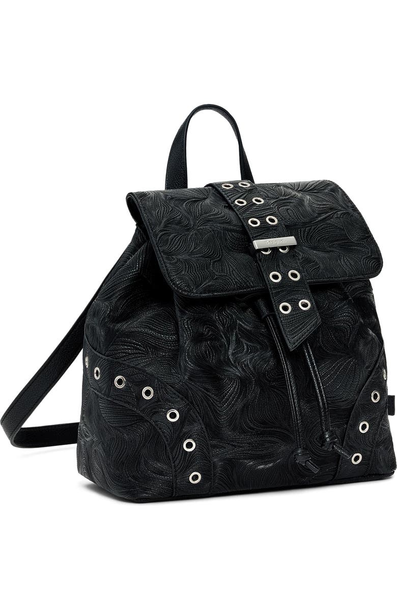 Desigual Mini Faux Leather Backpack, Alternate, color, Black