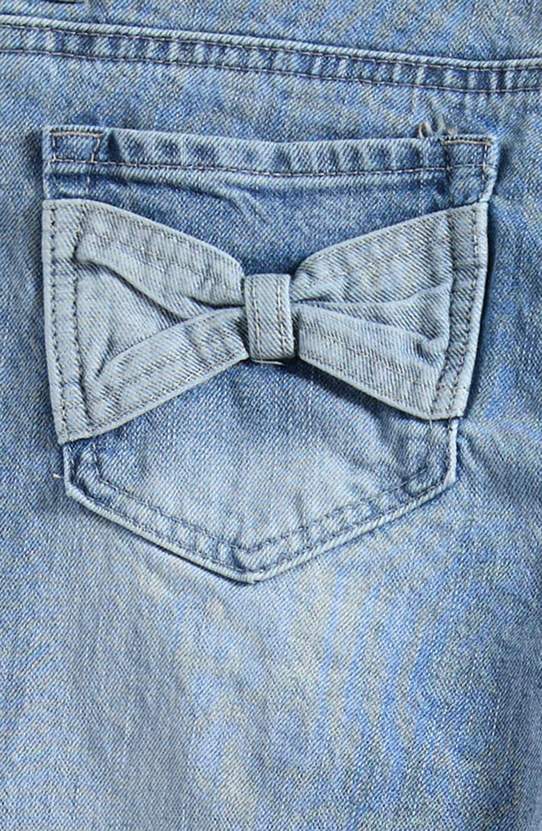 Tractr Kids' Bow Pocket Straight Leg Jeans, Alternate, color, Light Indigo