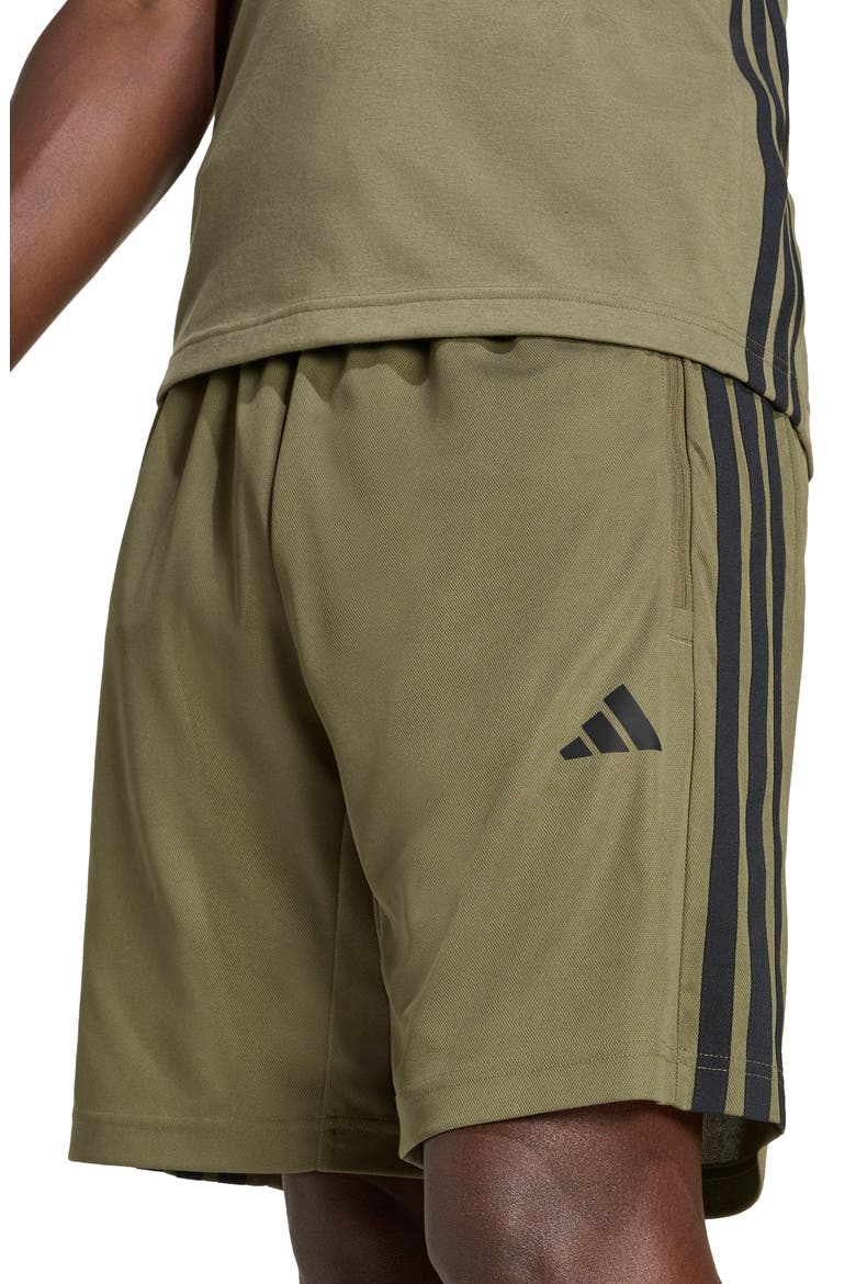 3-Stripes Performance Training Shorts, Alternate, color, OLIVE STRATA/ BLACK