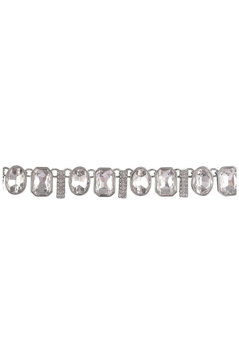 Oval & Square Crystal Necklace, Alternate, color, SILVER