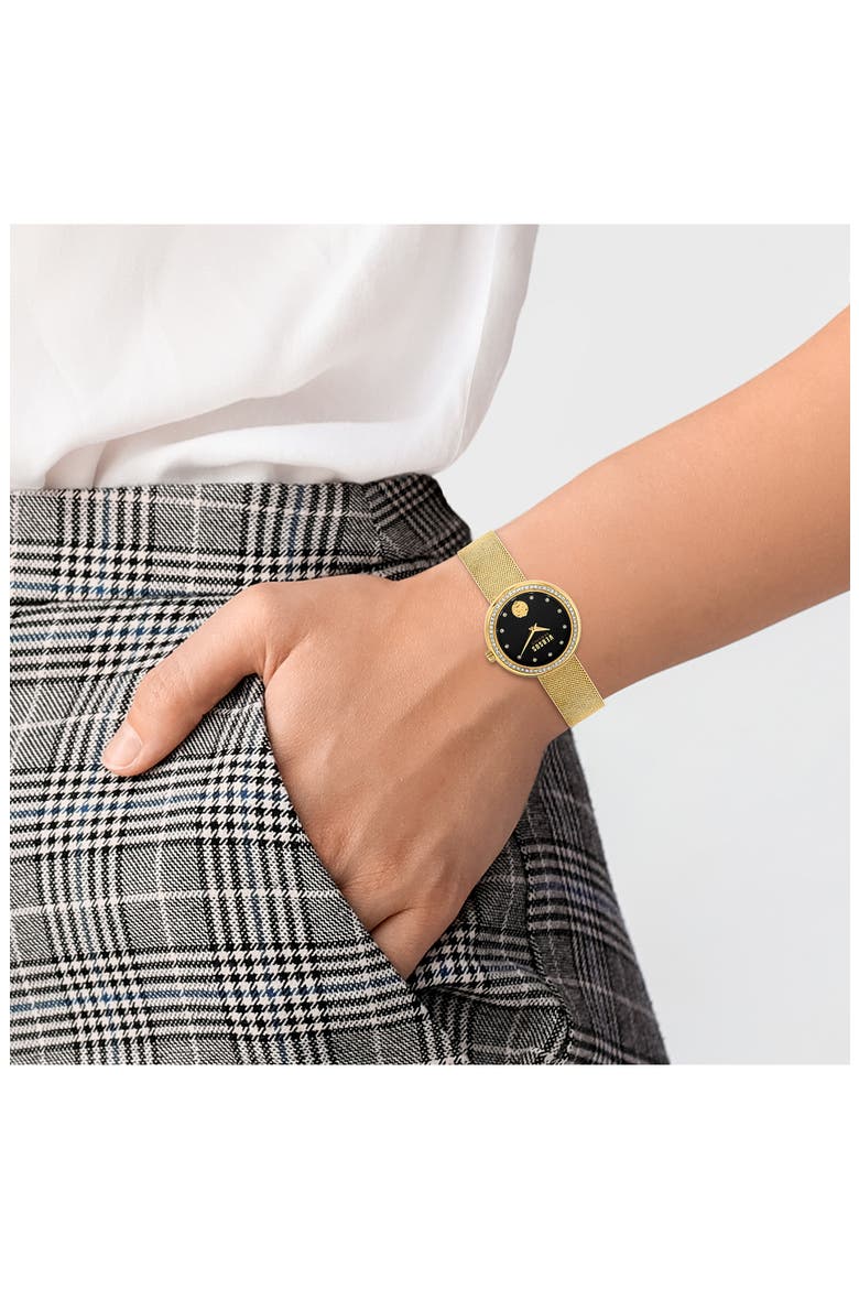 Lea Mesh Strap Watch, 35mm, Alternate, color, IP YELLOW GOLD