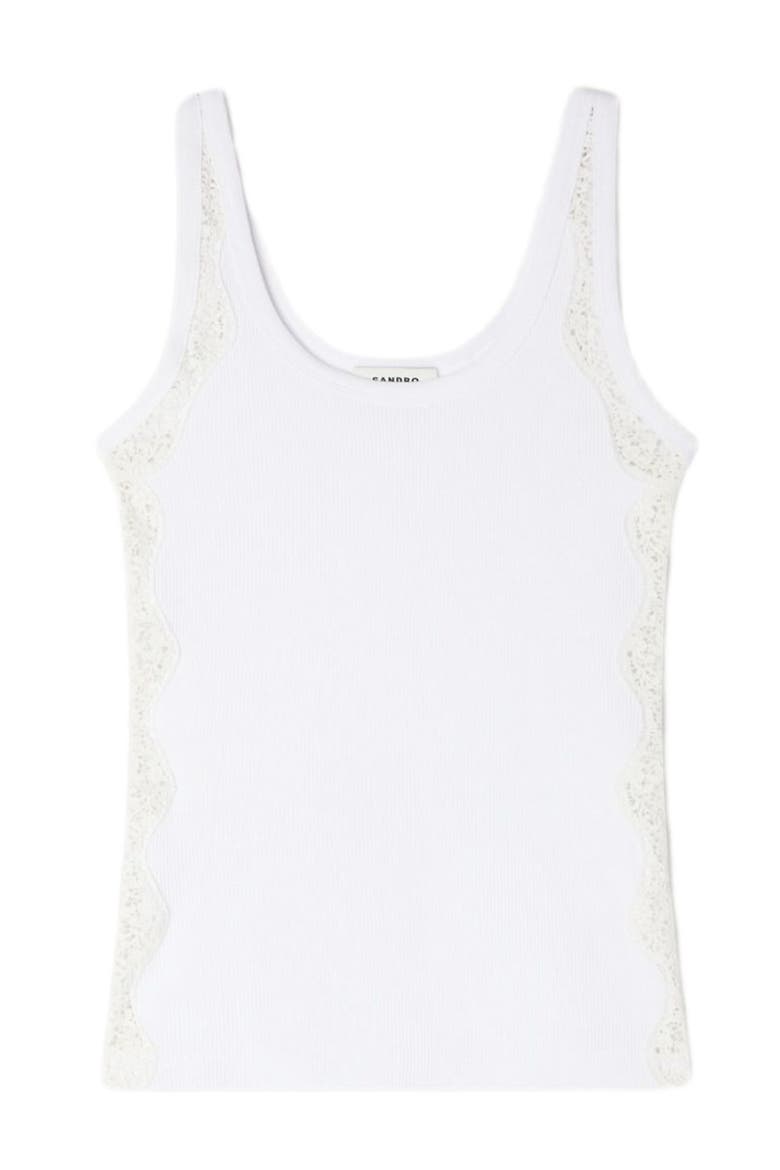 Vest top with lace detail, Alternate, color, White
