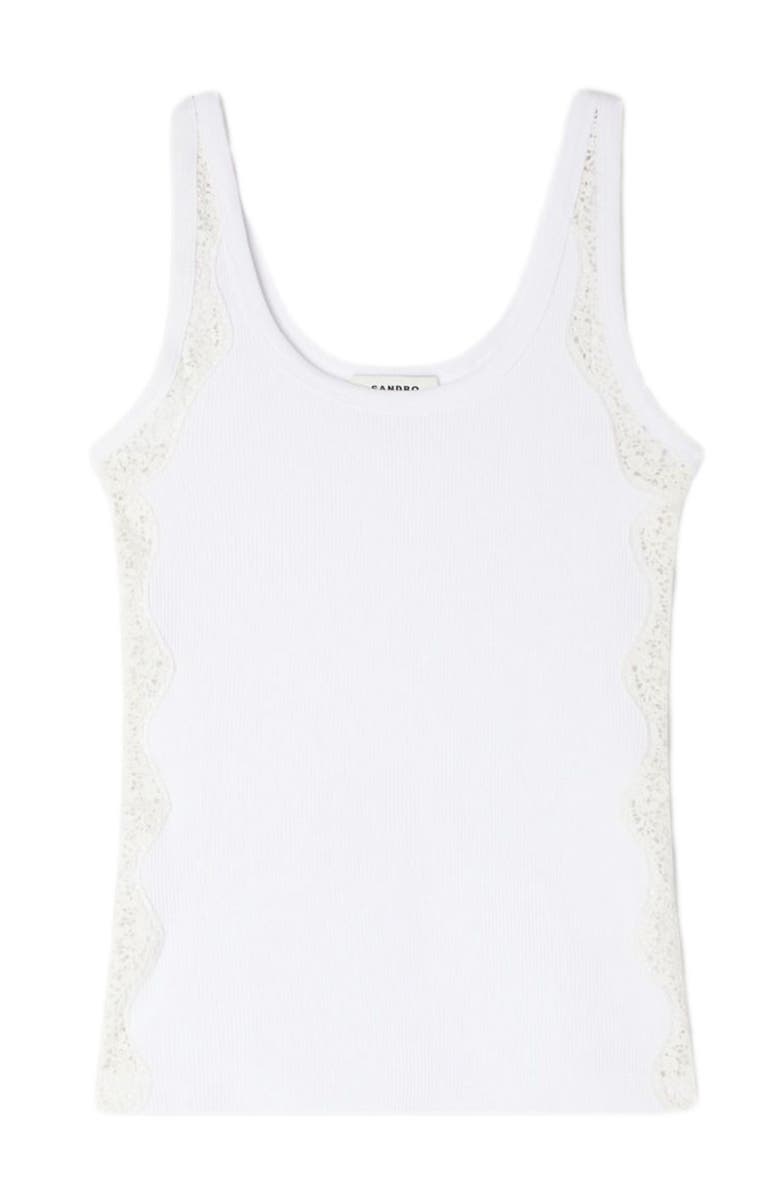 SANDRO Vest top with lace detail, Alternate, color, White