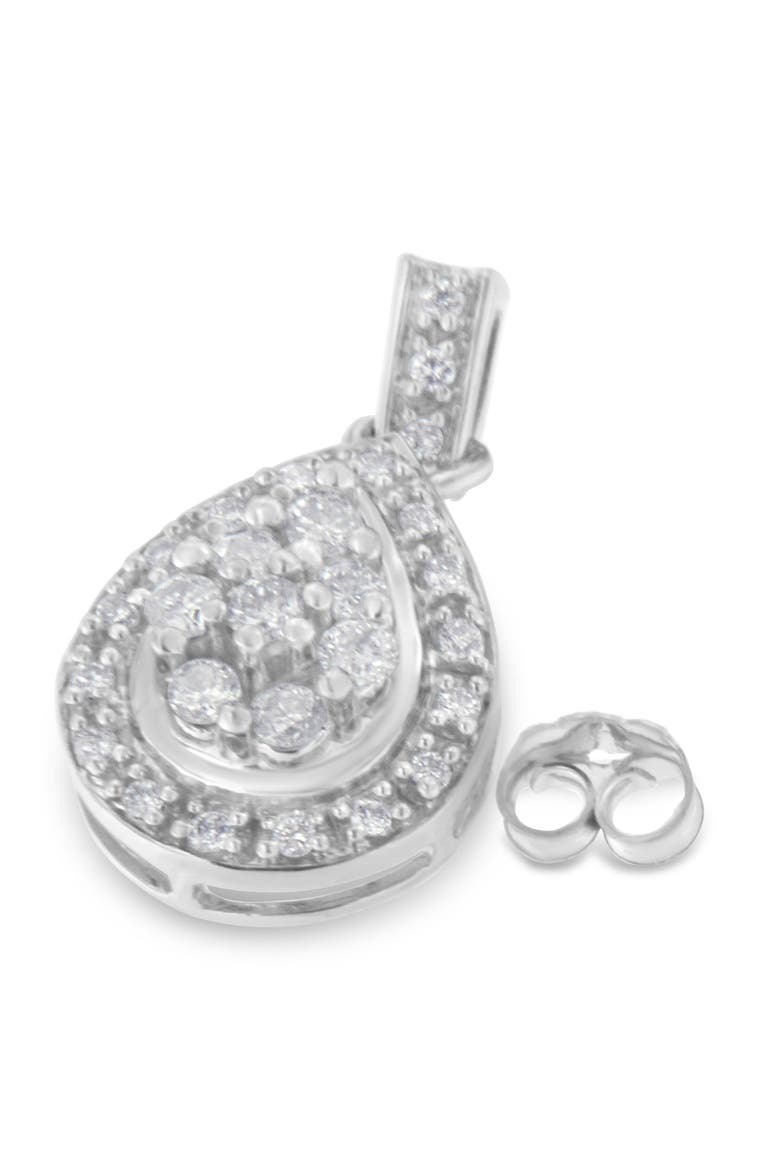 10k White Gold Round Diamond Earrings, Alternate, color, White