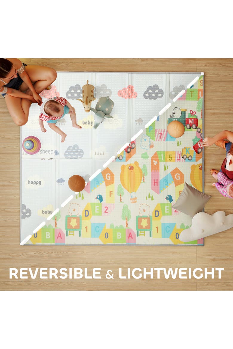 Baby Play Mat 79" x 71", Foldable Foam Crawling Mat, Alphabet & Cloud, Alternate, color, Multicolor