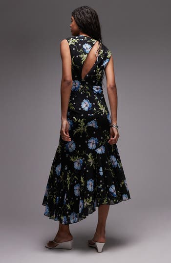 Godet Hem Midi Cocktail Dress