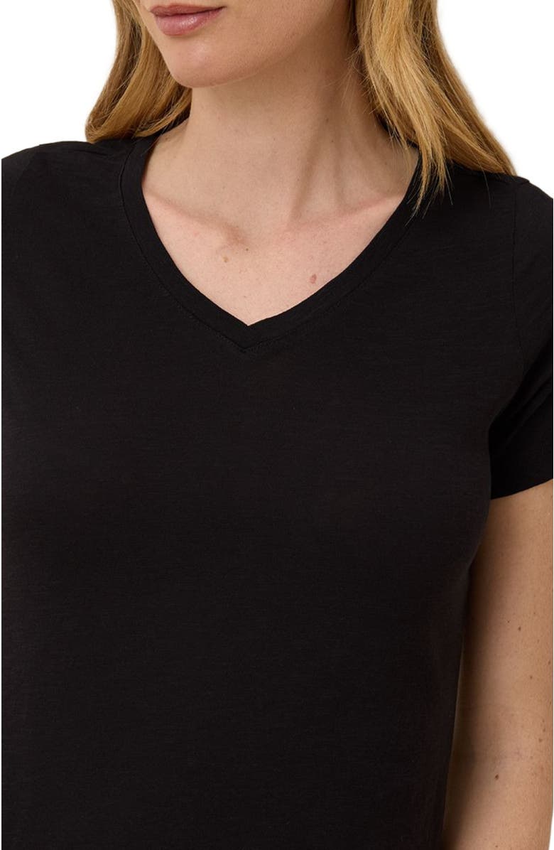 Pact Organic Cotton Featherweight Slub V-Neck Tee, Alternate, color, Black