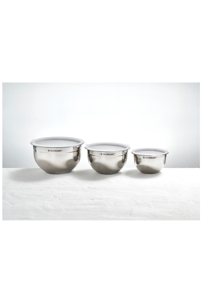 Set of 3 Stainless Steel Nested Mixing Bowls, Main, color, STAINLESS STEEL