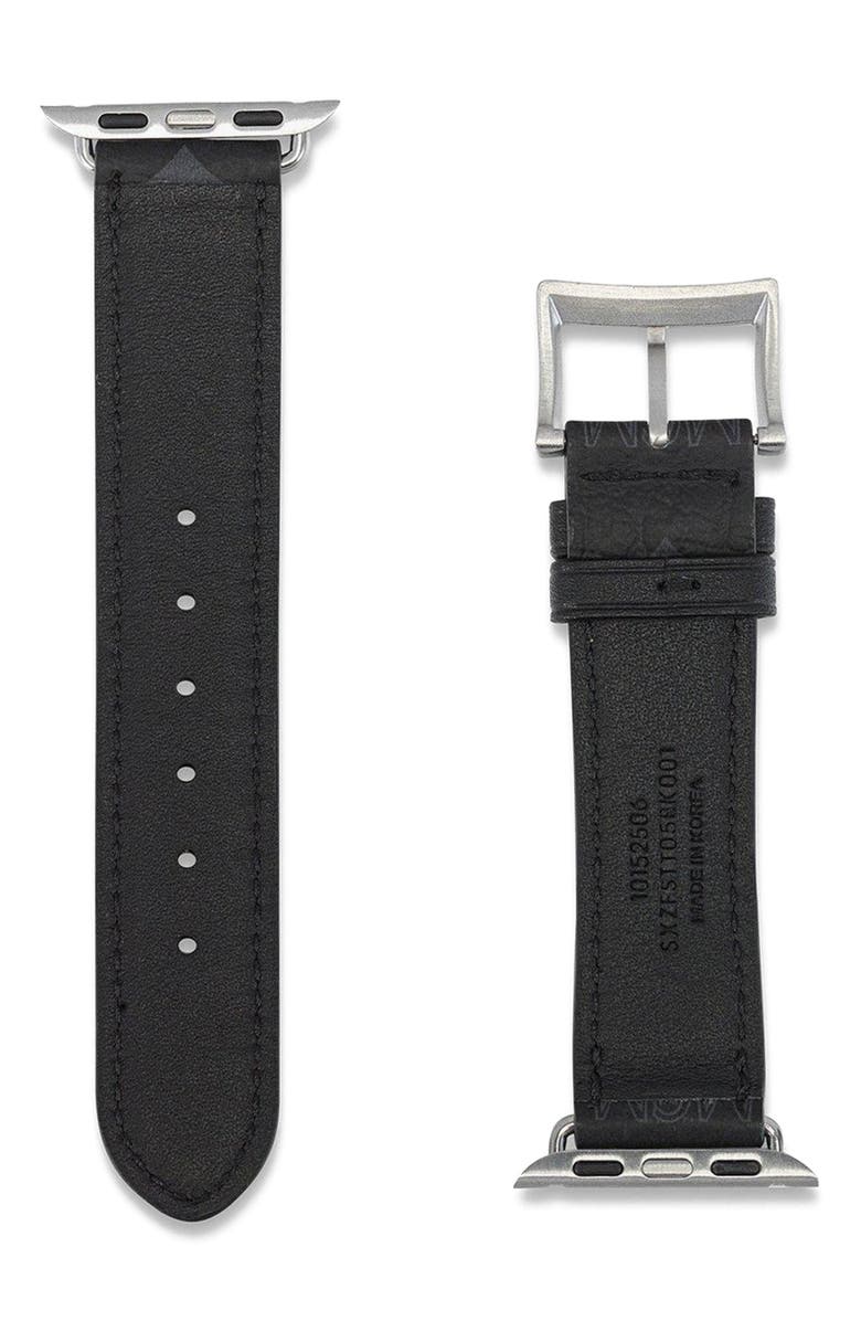 MCM Apple Watch Band in Visetos, Alternate, color, Black