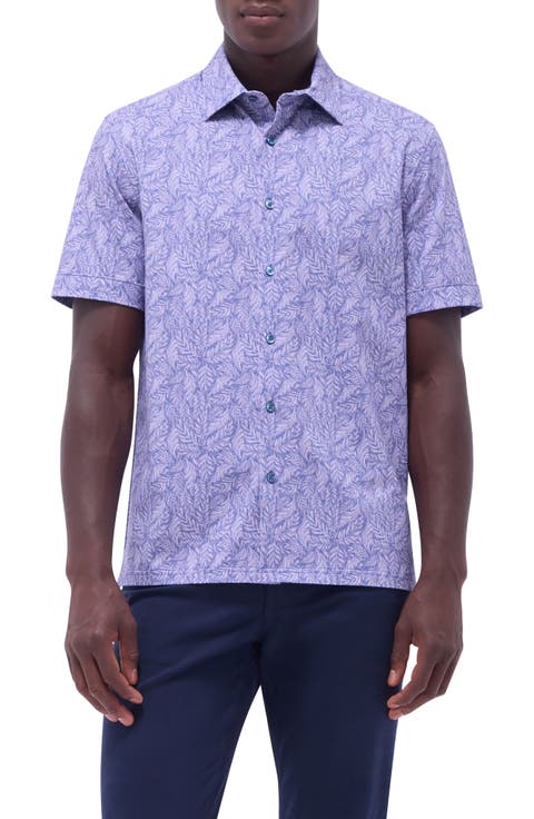 Milo OoohCotton® Leaf Print Short Sleeve Button-Up Shirt