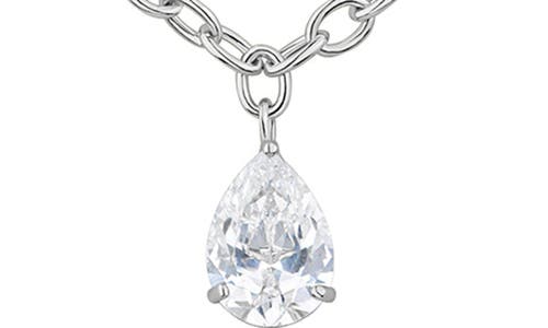 Cz By Kenneth Jay Lane Pear Cut Cubic Zirconia Pendant Necklace In Metallic