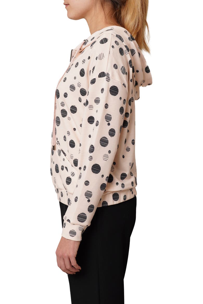 Dots Terry Zip Hoodie, Alternate, color, PASTEL PINK/ BLACK