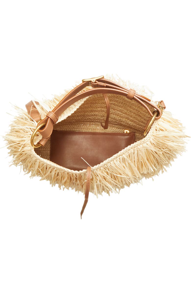 Saint Laurent Roady Fringed Raffia Shoulder Bag11324121, Alternate, color, 2791 Pale Brown/ Brick