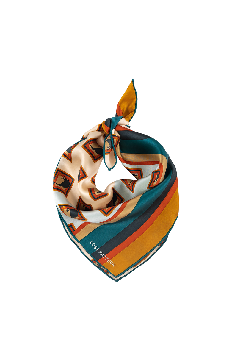 Lost Pattern NYC "Kiwi" Silk Bandana, Alternate, color, Beige