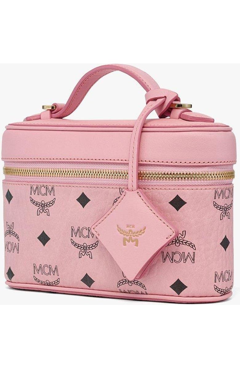 MCM Aren Vanity Case in Visetos Leather Mix, Alternate, color, Soft Pink