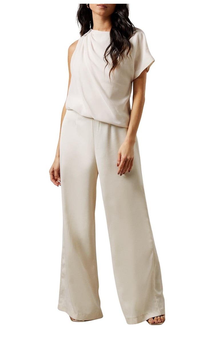 Warehouse One Shoulder Drape Jumpsuit, Alternate, color, Cream