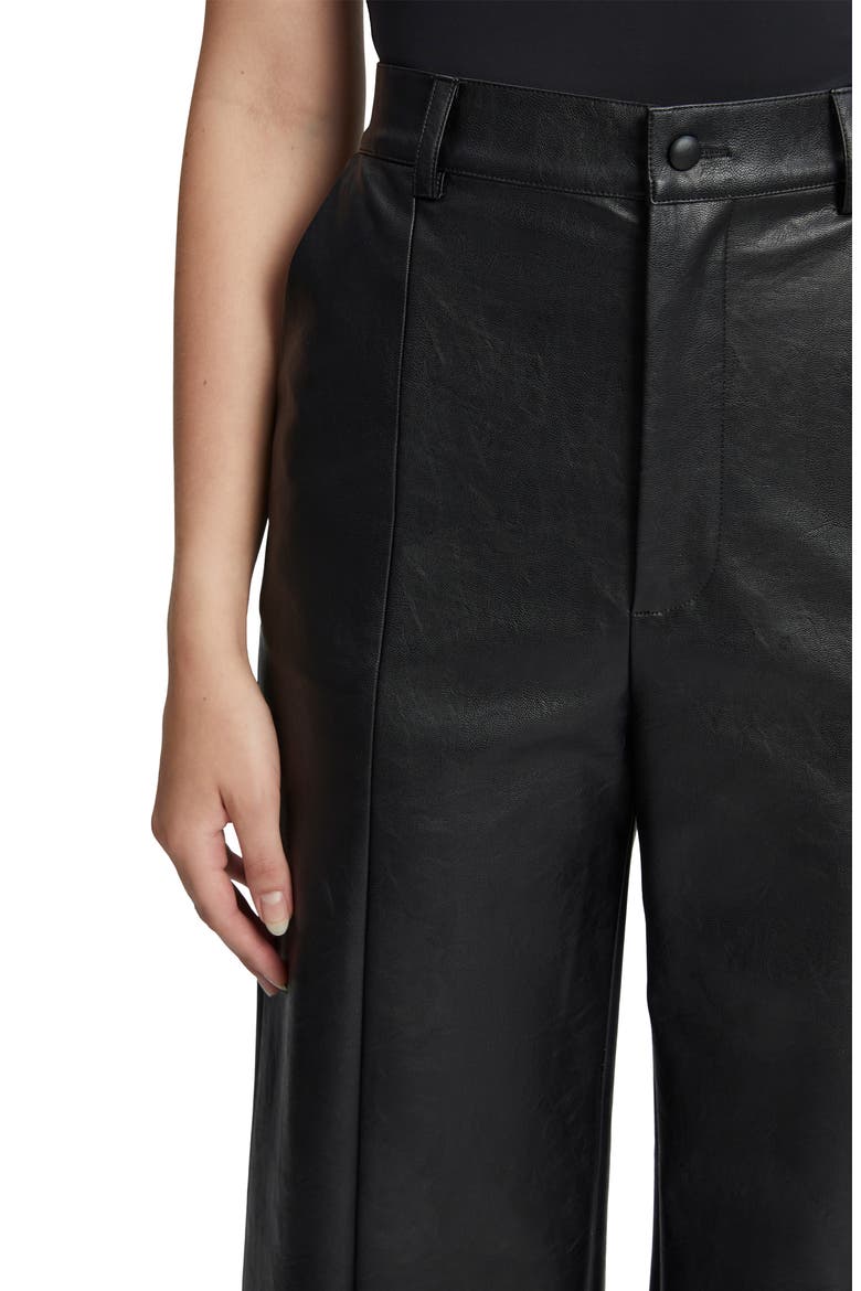 Marlowe Faux Leather Wide Leg Pants, Alternate, color, BLACK