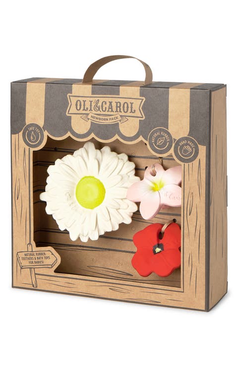 Flower 3-Piece Newborn Teether Set