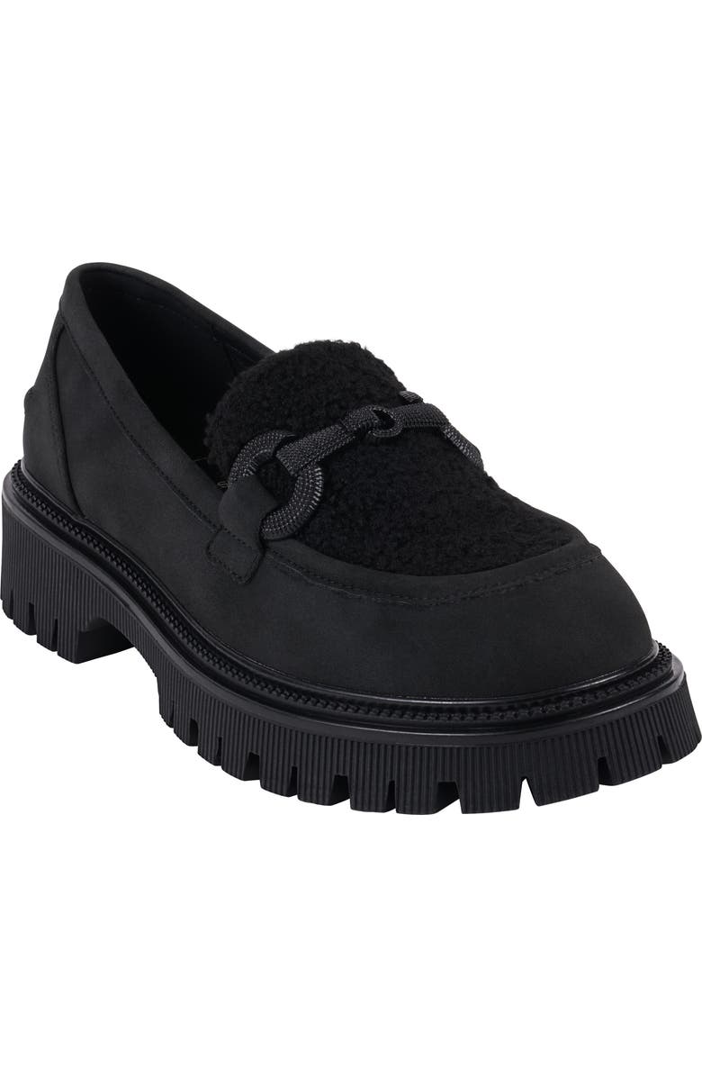 GOOD CHOICE NEW YORK Vince Faux Shearling Lug Sole Platform Loafer, Main, color, Black