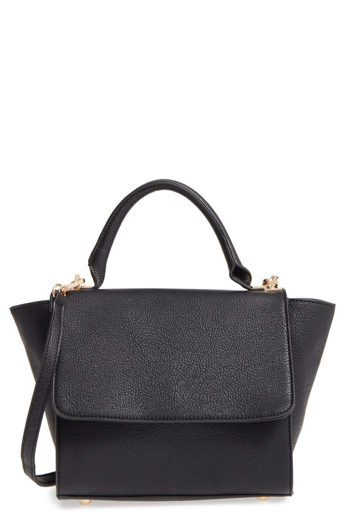 'Kimmi' Top Handle Satchel, Main, color, BLACK