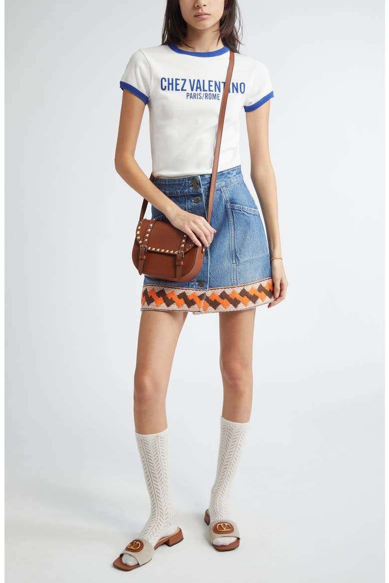 Chez Valentino Ringer T-Shirt, Alternate, color, AVORIO/BLU ELETTRICO
