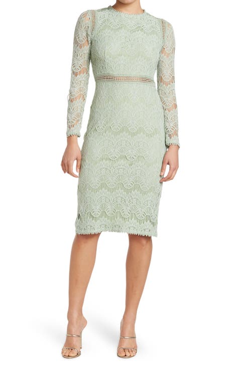 Lace Long Sleeve Midi Dress