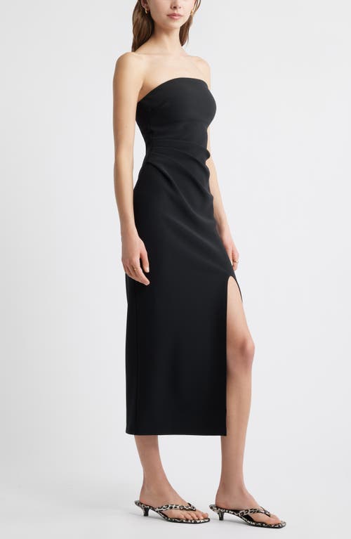 Open Edit Ruched Strapless Maxi Dress In Black