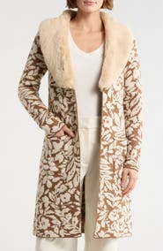DR2 by Daniel Rainn Faux Fur Collar Sweater Coatigan